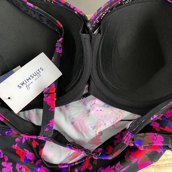 Swimsuits For All Tankini Swim Top Multicolored Print NWT Women's Size 38D - Picture 5 of 7